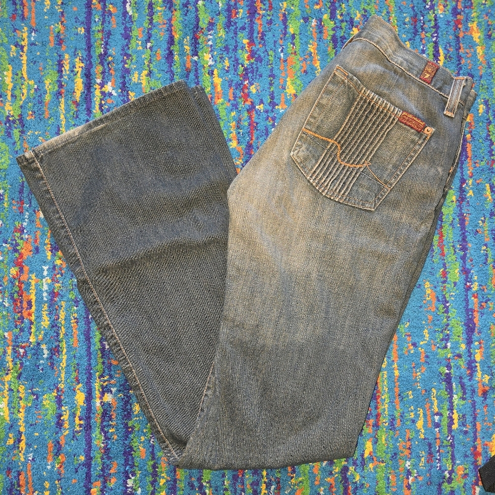 7 For All Mankind Boot Jeans Med Dirty Blue Color Size‎ 27 X 33L